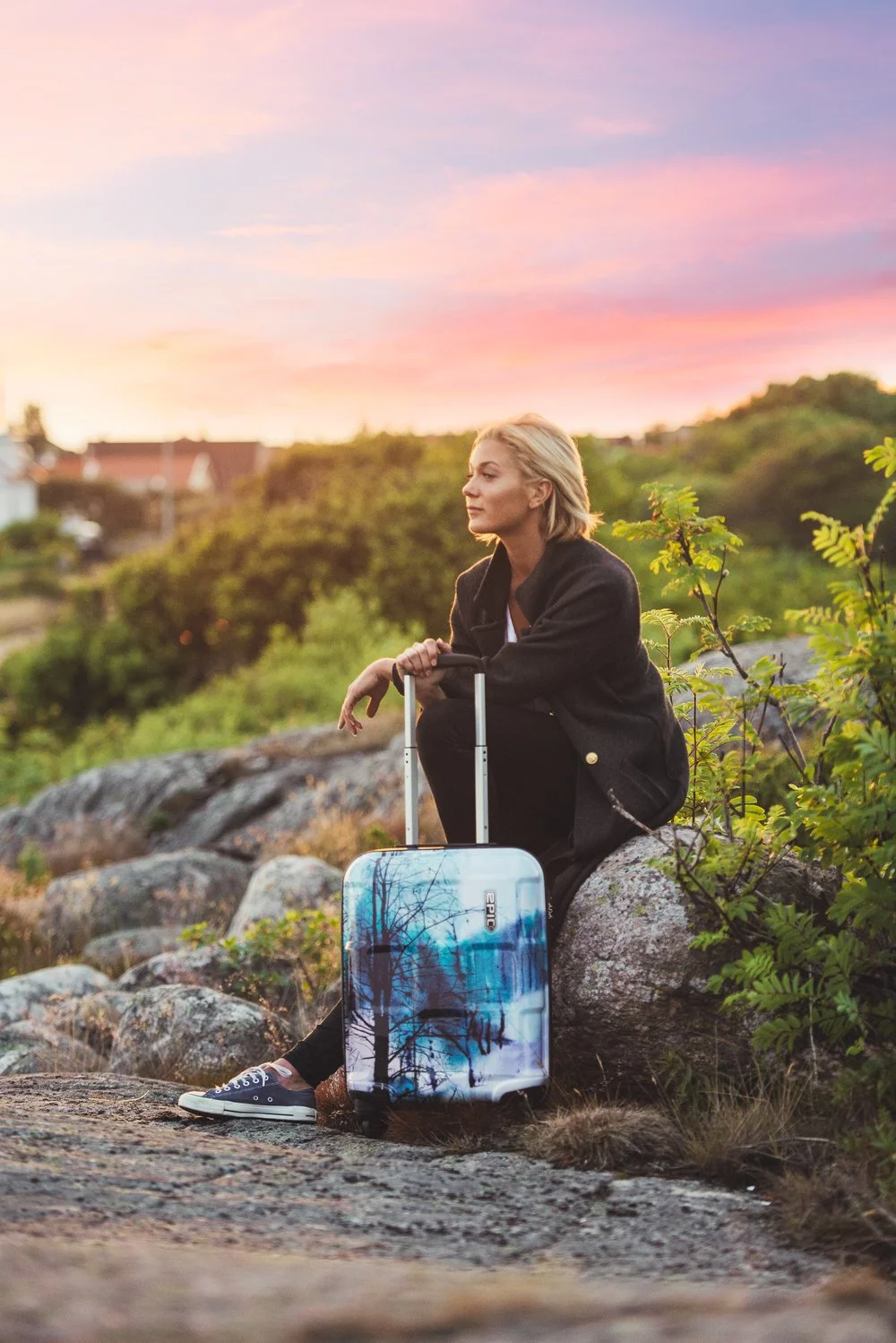 Kampanjfoto för EPIC Travelgear vid solnedgång