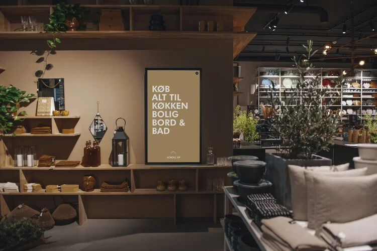 Inredningsbutik med digital skärm, Touchtech