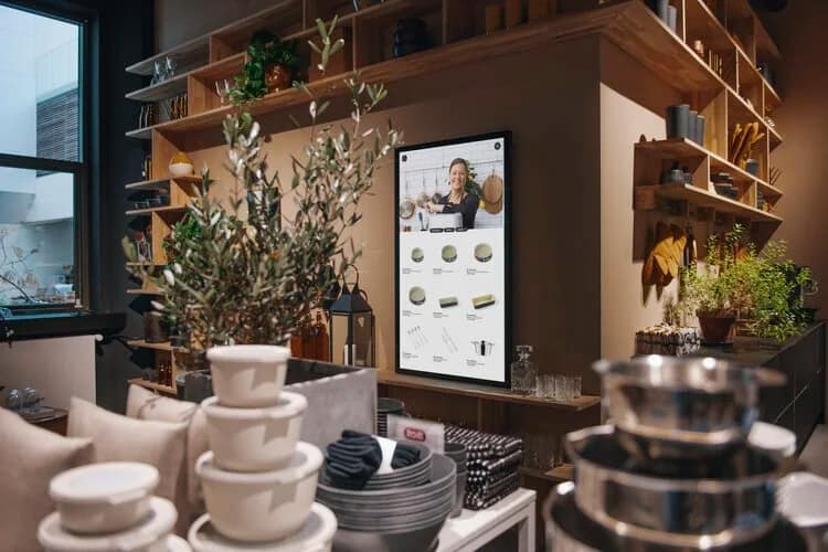 Touchtech digital skärm i inredningsbutik Köpenhamn
